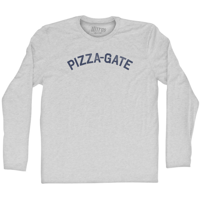 Pizza-Gate Adult Cotton Long Sleeve T-shirt - Grey Heather