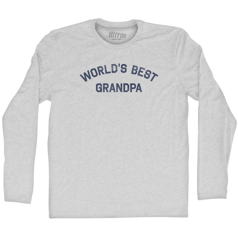 World's Best Grandpa Adult Cotton Long Sleeve T-shirt - Grey Heather
