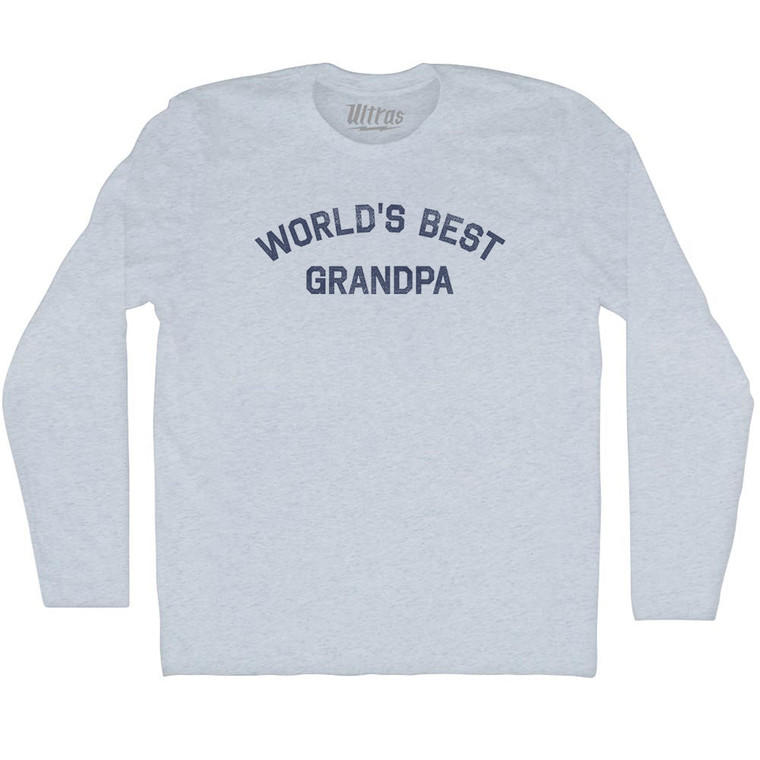 World's Best Grandpa Adult Tri-Blend Long Sleeve T-shirt - Athletic White