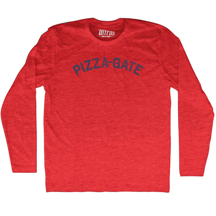 Pizza-Gate Adult Tri-Blend Long Sleeve T-shirt - Athletic Red