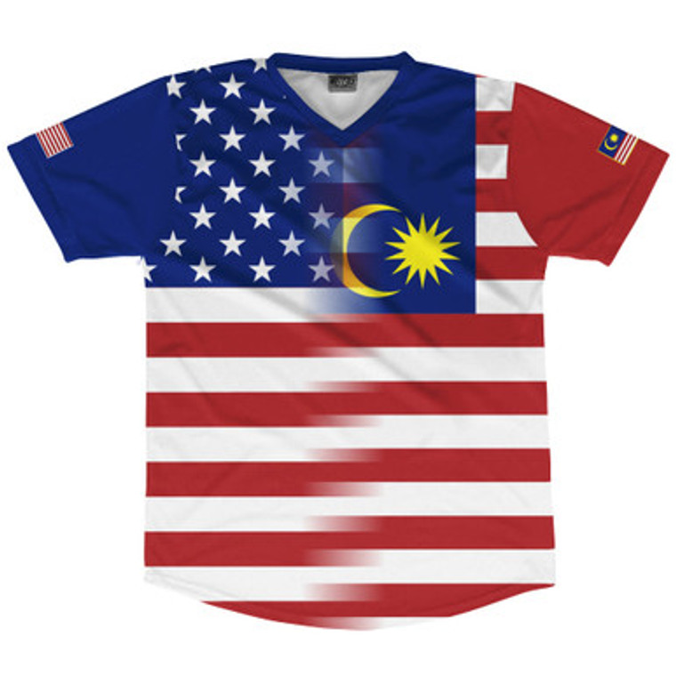 American Flag and Malaysia Flag Combination Soccer Jersey Made In USA