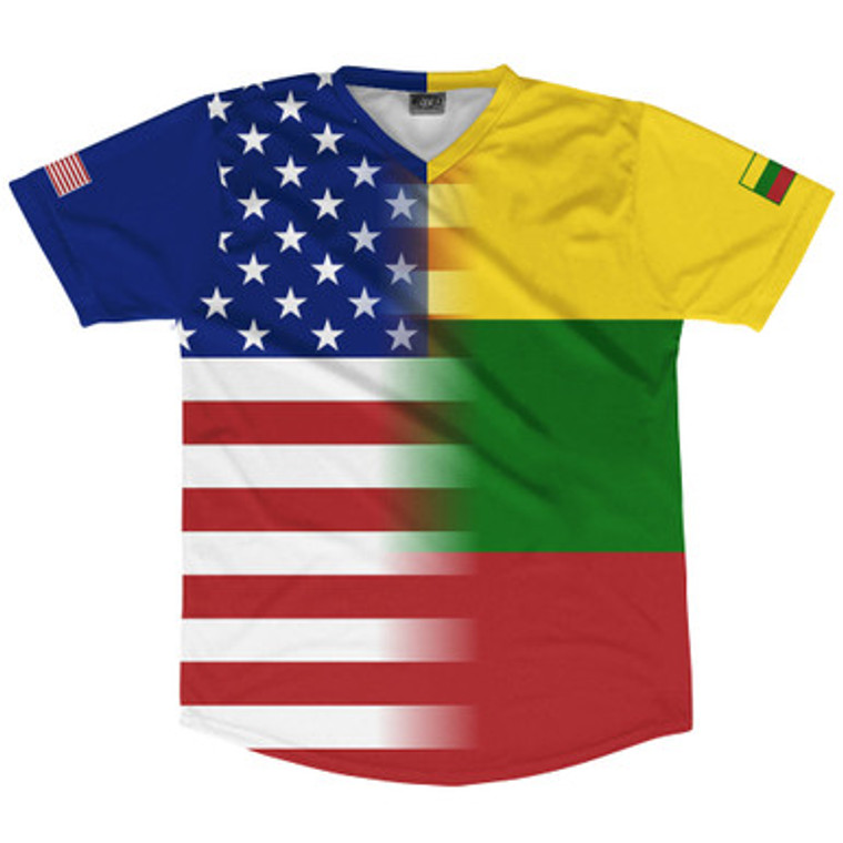 American Flag and Lithuania Flag Combination Soccer Jersey Made In USA