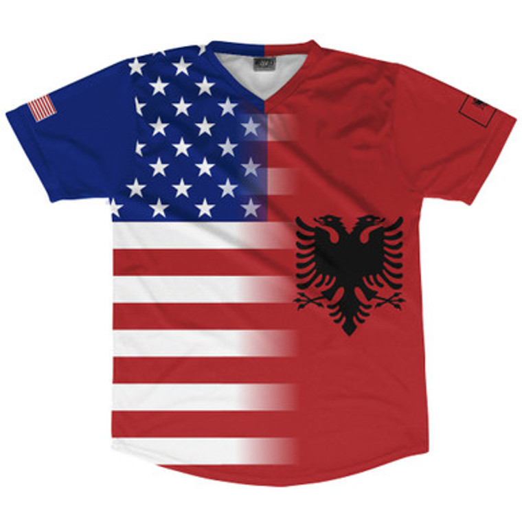 American Flag And Albania Flag Combination Soccer Jersey Made In USA