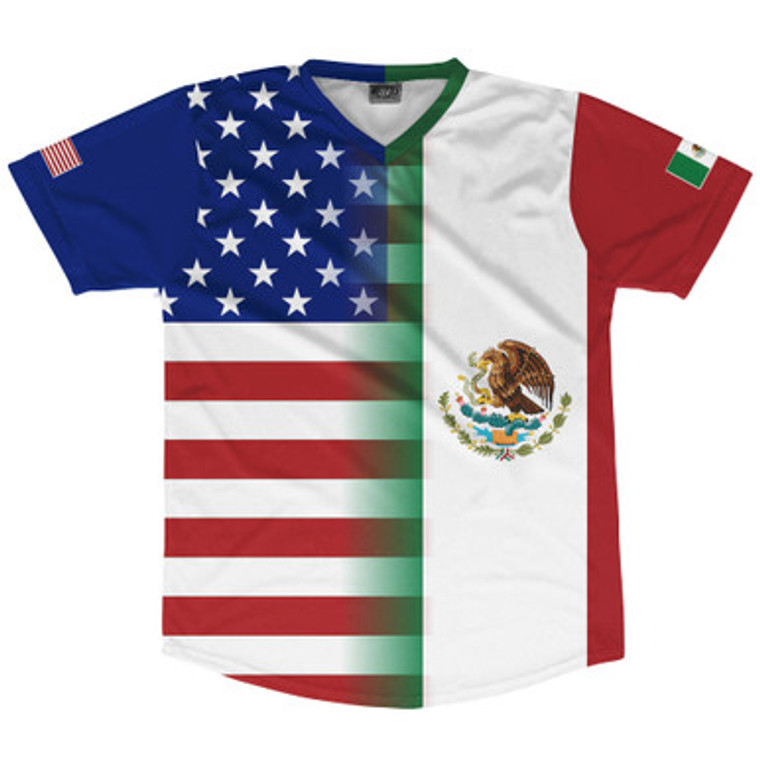 American Flag and Mexico Flag Combination Soccer Jersey Made In USA