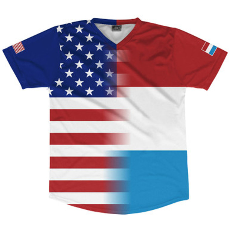 American Flag and Luxembourg Flag Combination Soccer Jersey Made In USA