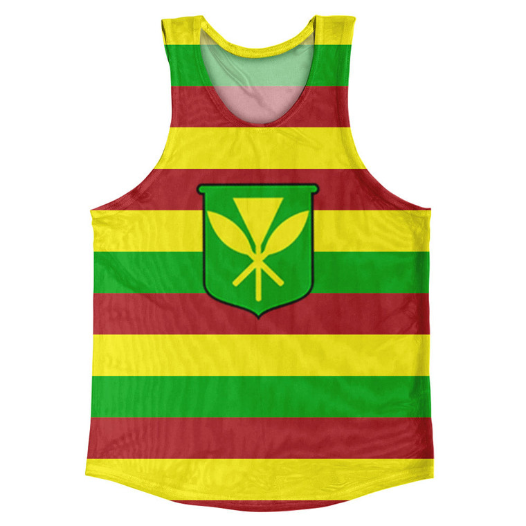 Hawaii Kanaka Maoli Flag Sheer Athletic Tank Top - Yellow Red Green