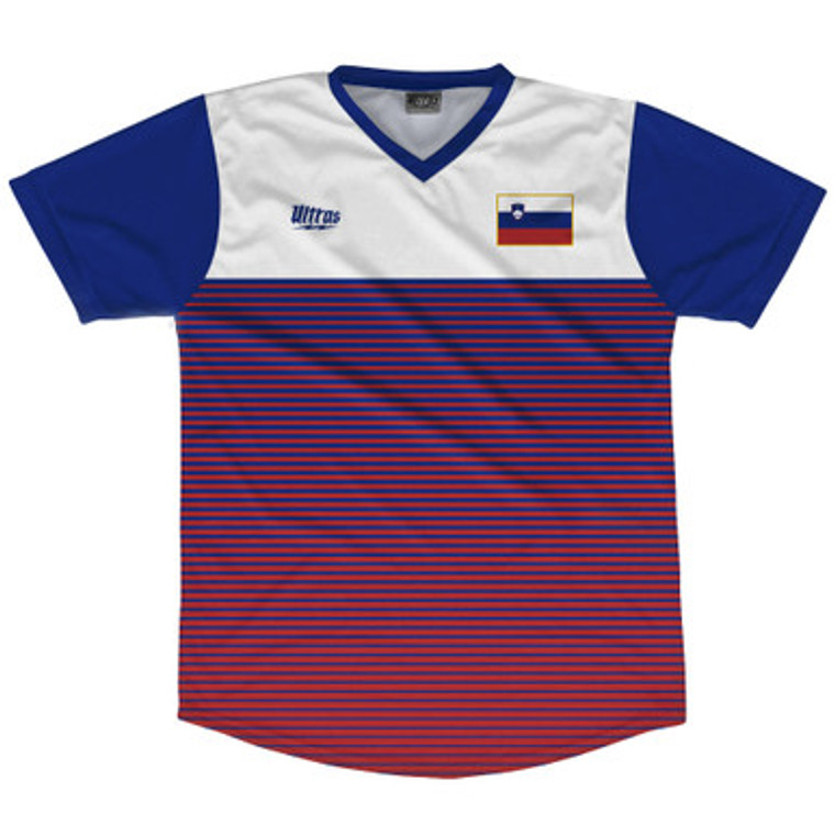 Slovenia Rise Soccer Jersey Made In USA - White Blue