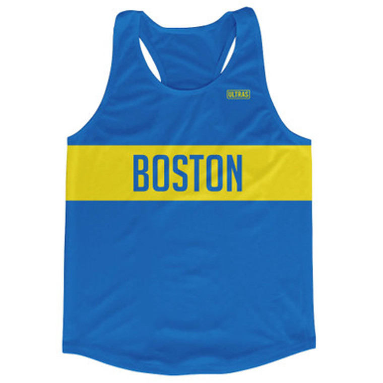 Boston Track Singlet Racerback Tops Made In USA - Blue Yellow