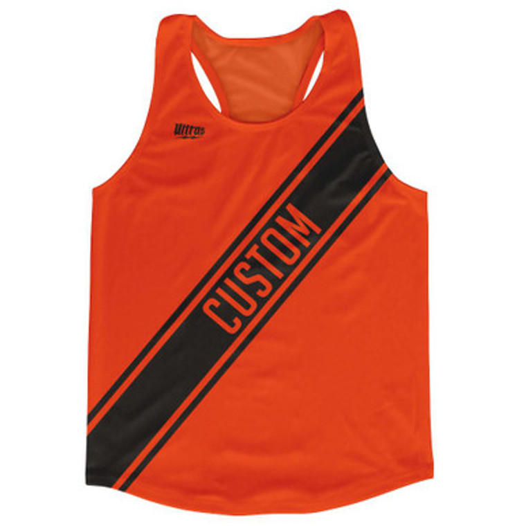 Tennesse Orange & Black Custom Sash Running Tank Top Racerback Track & Cross Country Singlet Jersey - Tennesse Orange & Black