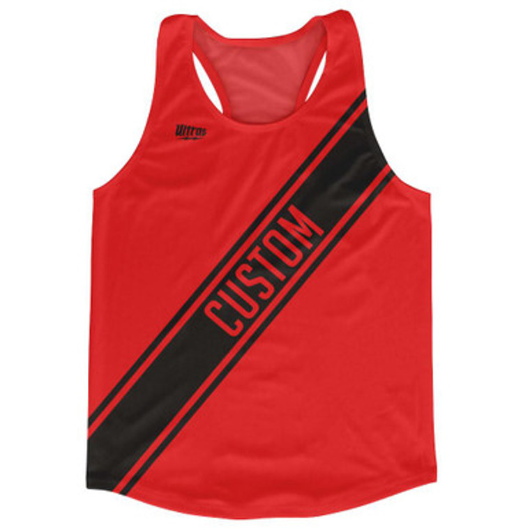 Red & Black Custom Sash Running Tank Top Racerback Track & Cross Country Singlet Jersey - Red & Black