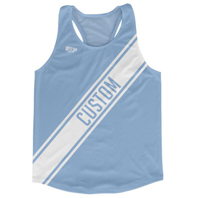 Carolina Blue & White Custom Sash Running Tank Top Racerback Track & Cross Country Singlet Jersey - Carolina Blue & White