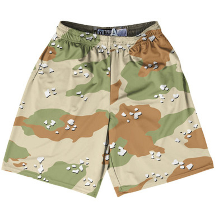 Desert Camo Sage Green Dull Lacrosse Shorts Made In USA - Camo