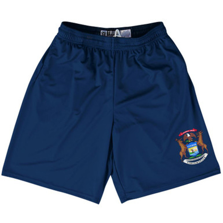 Michigan US State Flag Lacrosse Shorts Made In USA by Lacrosse Shorts