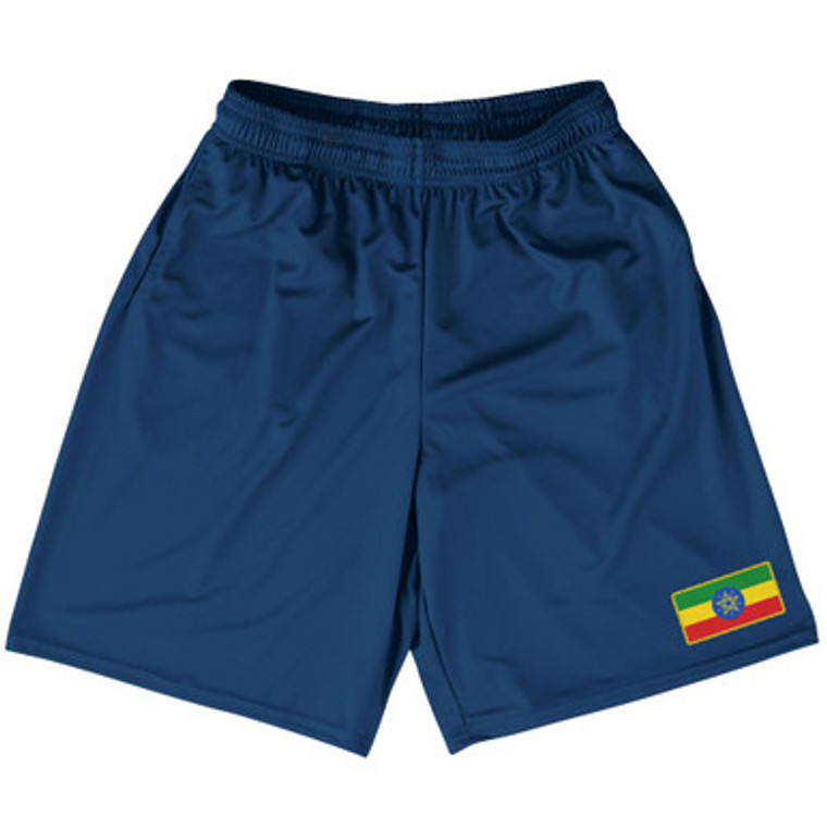 Ethiopia Country Heritage Flag Basketball Practice Shorts Made In USA by Ultras