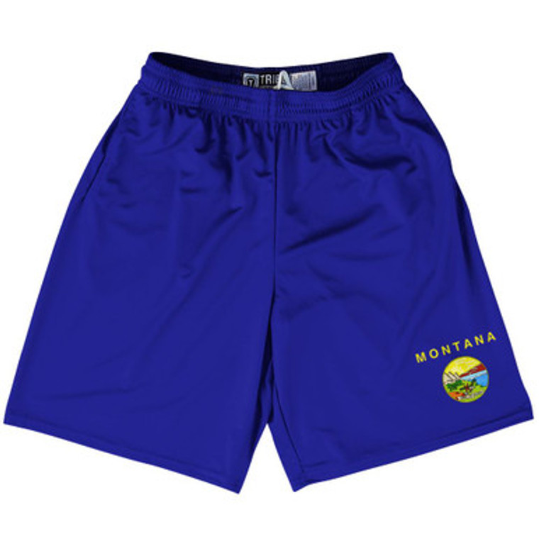 Montana US State Flag Lacrosse Shorts Made In USA by Lacrosse Shorts