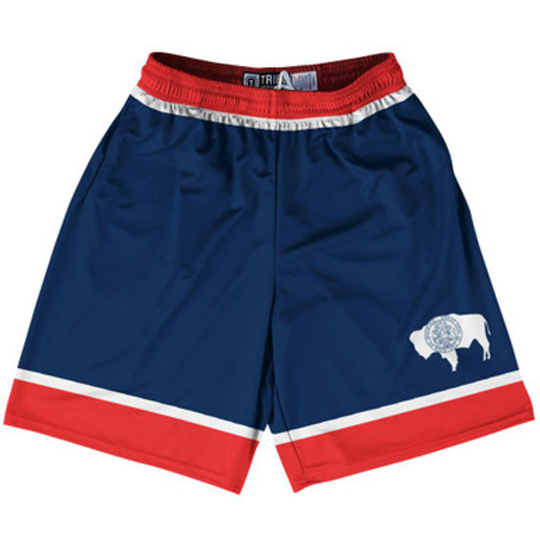 Wyoming US State Flag Lacrosse Shorts Made In USA by Lacrosse Shorts
