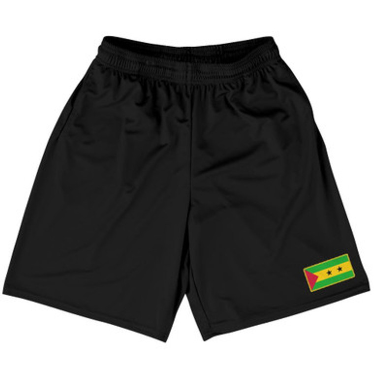 Sao Tome And Principe Country Heritage Flag Basketball Practice Shorts Made In USA by Ultras