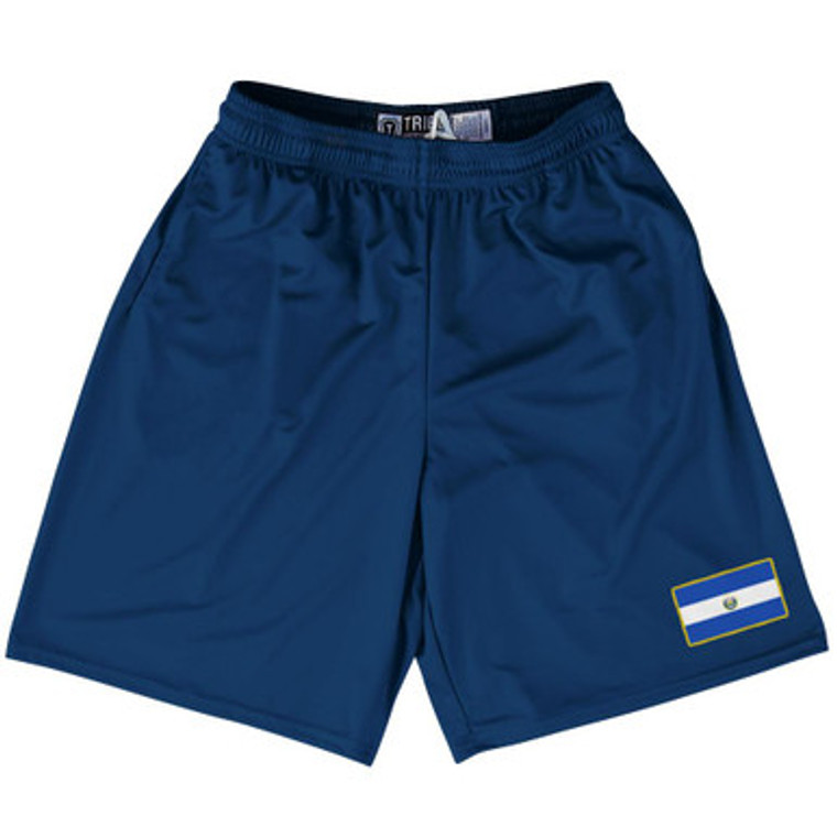 El Salvador Country Heritage Flag Lacrosse Shorts Made In USA by Ultras