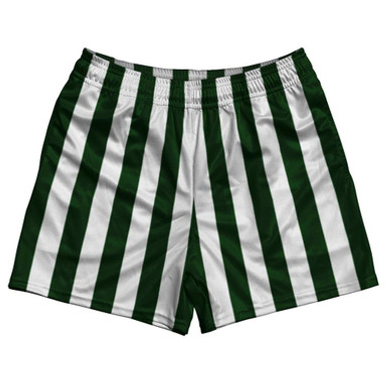 Forest Green & White Rugby Gym Short 5 Inch Inseam With Pockets Made In USA - Forest Green & White