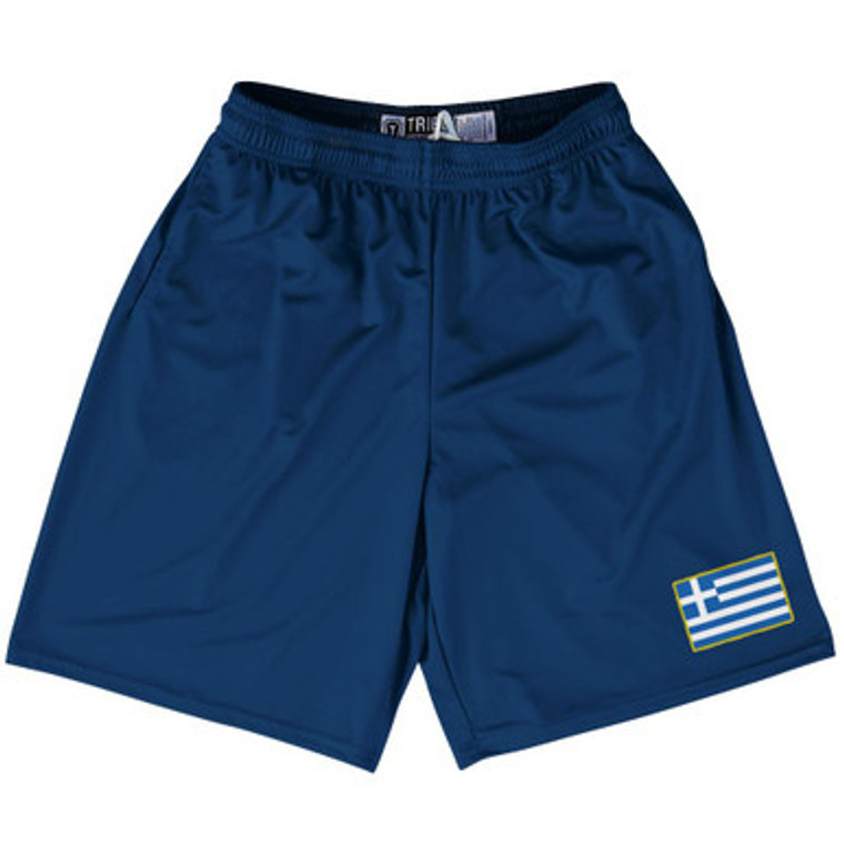 Greece Country Heritage Flag Lacrosse Shorts Made In USA by Ultras