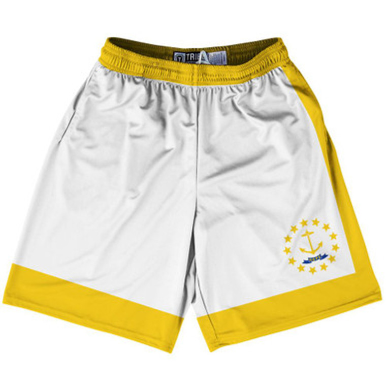 Rhode Island US State Flag Lacrosse Shorts Made In USA by Lacrosse Shorts