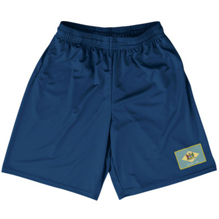 Delaware State Heritage Flag Basketball Practice Shorts Made In USA by Ultras