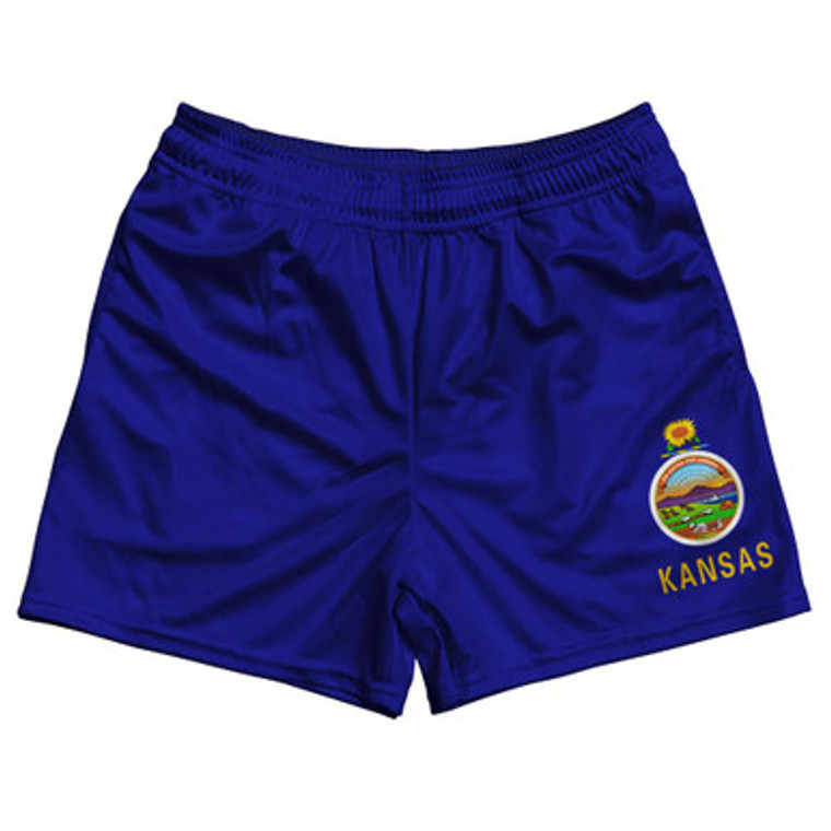 Kansas US State Flag Rugby Shorts Made In USA by Rugby Shorts