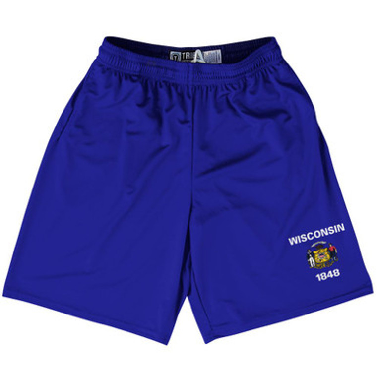 Wisconsin US State Flag Lacrosse Shorts Made In USA by Lacrosse Shorts