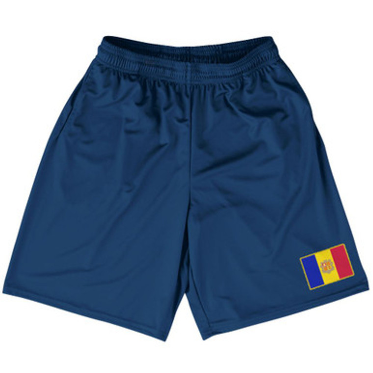 Andorra Country Heritage Flag Basketball Practice Shorts Made In USA by Ultras