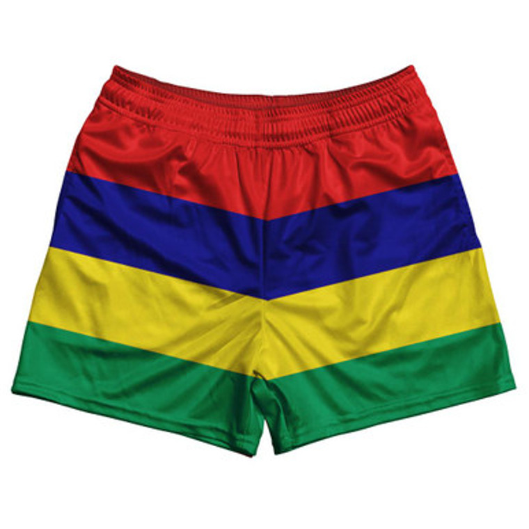 Mauritius Flag Rugby Shorts Made In USA by Rugby Shorts