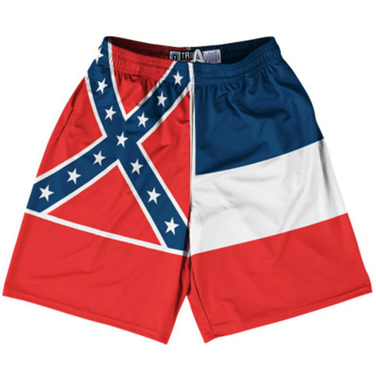 Mississippi US State Flag Lacrosse Shorts Made In USA by Lacrosse Shorts