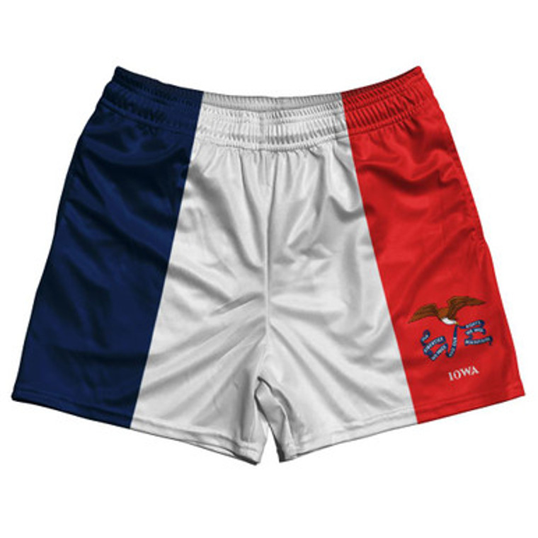 Iowa US State Flag Rugby Shorts Made In USA by Rugby Shorts