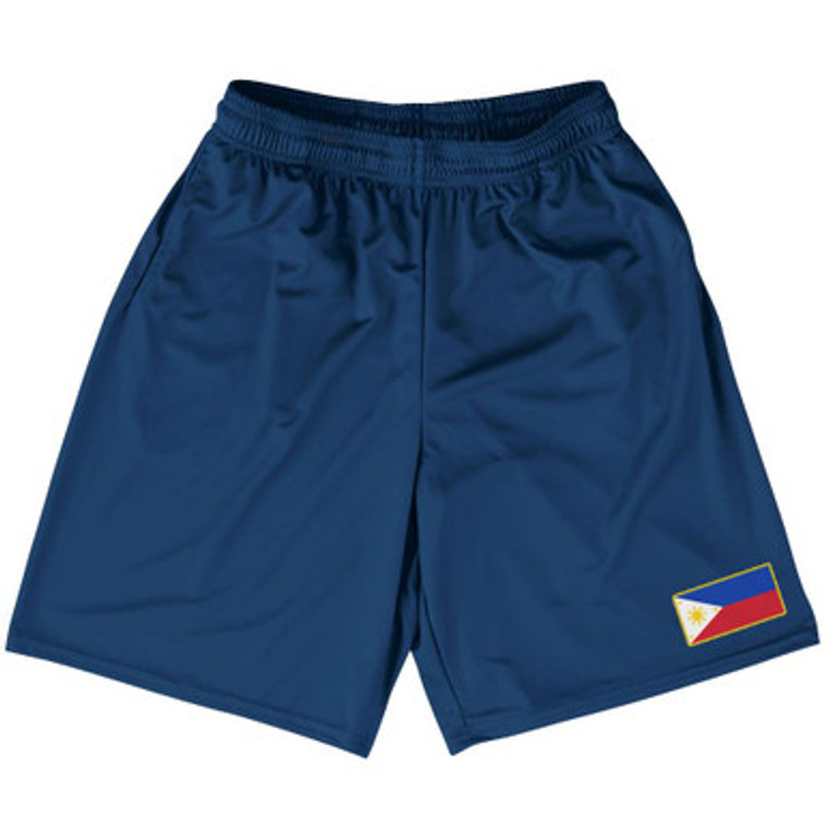 Philippines Country Heritage Flag Basketball Practice Shorts Made In USA by Ultras