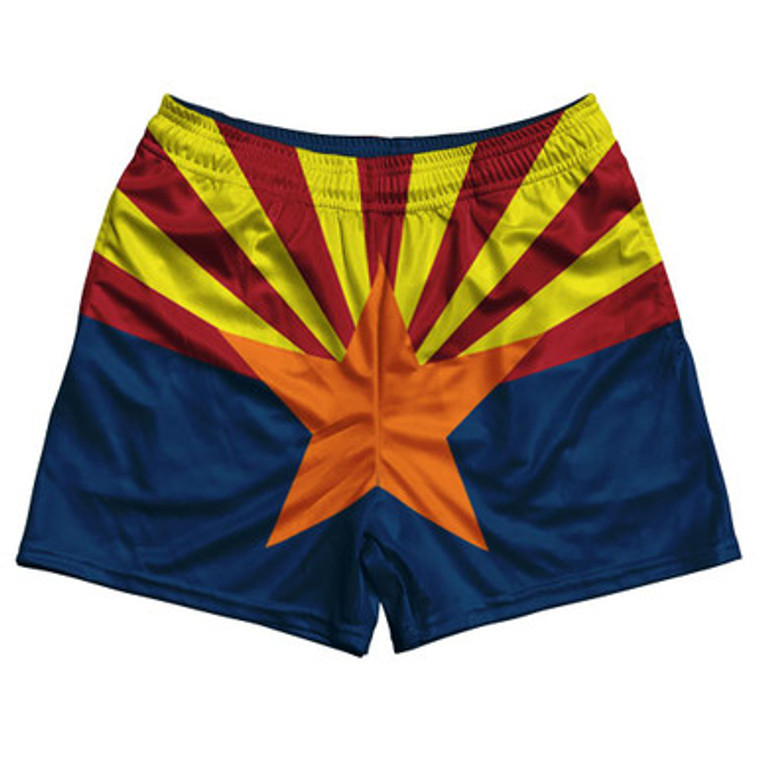 Arizona US State Flag Rugby Shorts Made In USA by Rugby Shorts