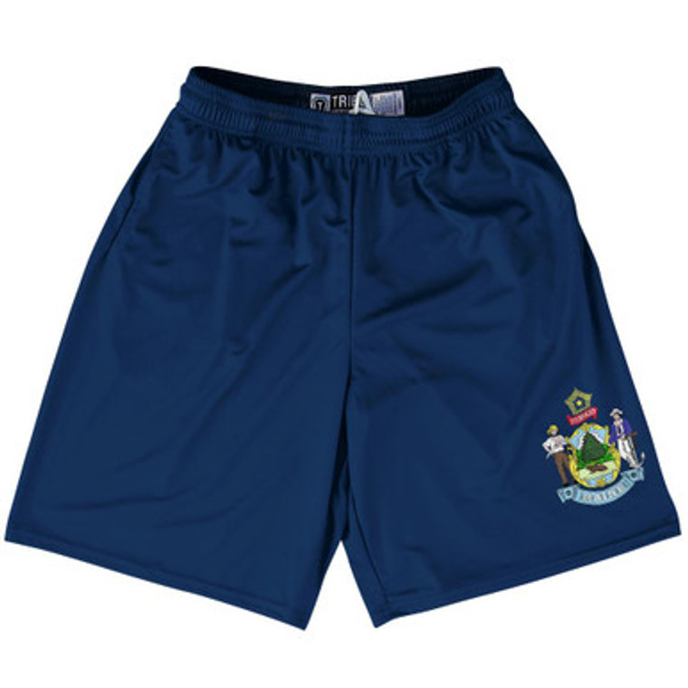 Maine US State Flag Lacrosse Shorts Made In USA by Lacrosse Shorts