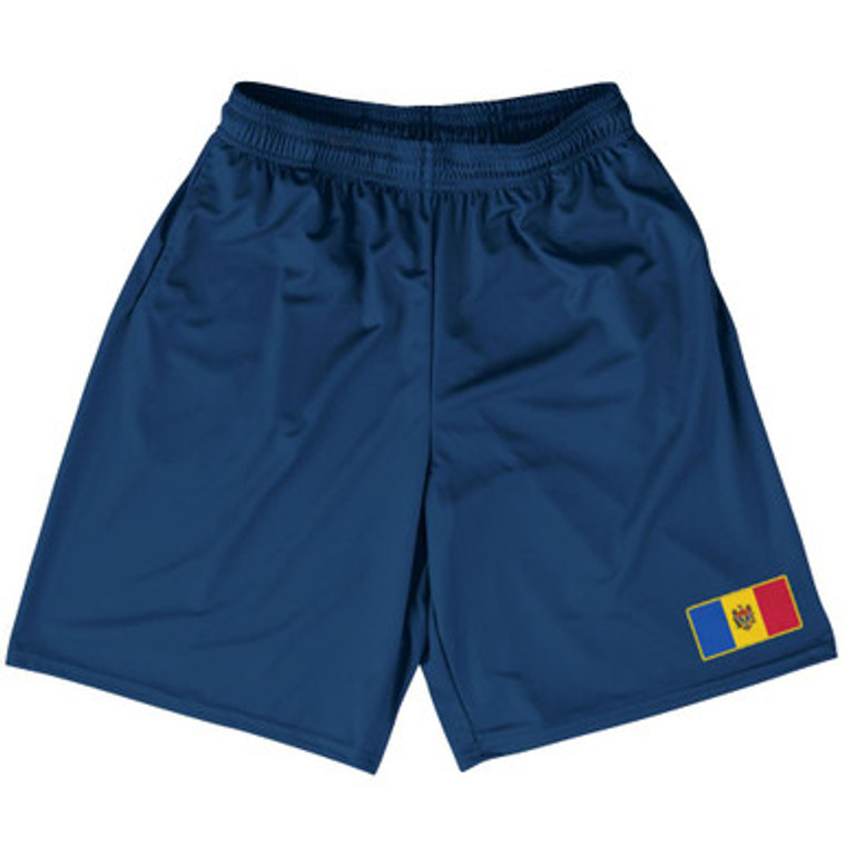 Moldova Country Heritage Flag Basketball Practice Shorts Made In USA by Ultras