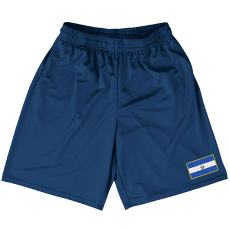 El Salvador Country Heritage Flag Basketball Practice Shorts Made In USA by Ultras