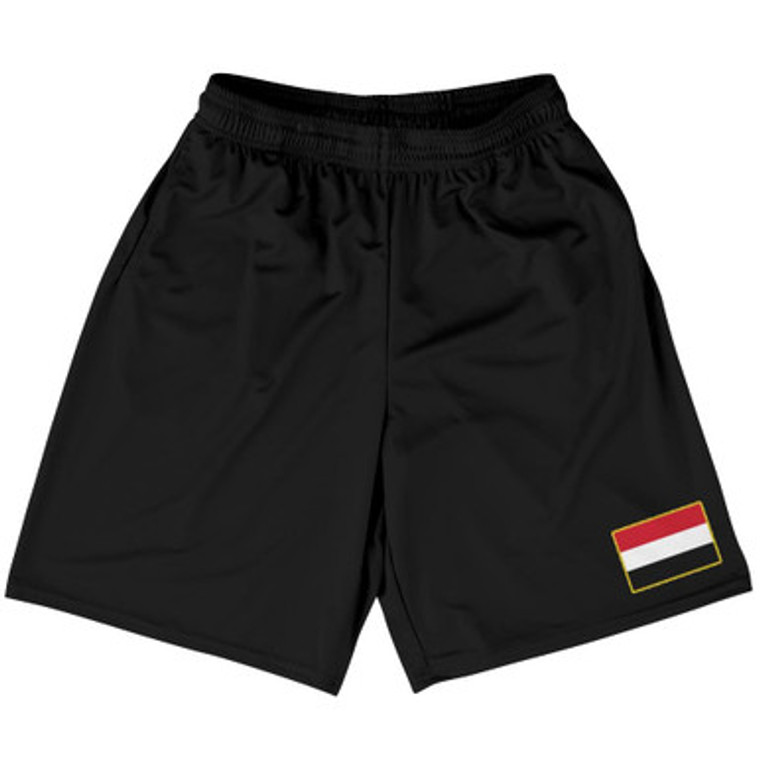 Yemen Country Heritage Flag Basketball Practice Shorts Made In USA by Ultras