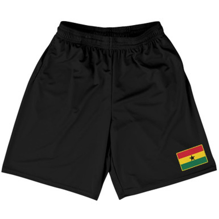 Ghana Country Heritage Flag Basketball Practice Shorts Made In USA by Ultras