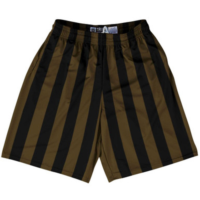 Dark Brown & Black Vertical Stripe Lacrosse Shorts Made In USA by Tribe Lacrosse