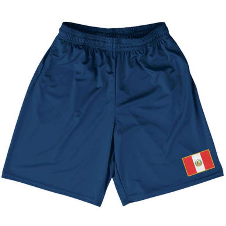 Peru Country Heritage Flag Basketball Practice Shorts Made In USA by Ultras
