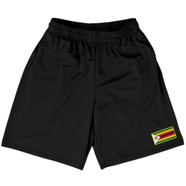 Zimbabwe Country Heritage Flag Basketball Practice Shorts Made In USA by Ultras