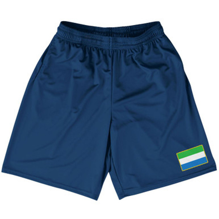 Sierra Leone Country Heritage Flag Basketball Practice Shorts Made In USA by Ultras