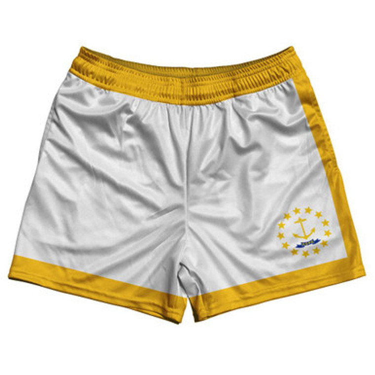 Rhode Island US State Flag Rugby Shorts Made In USA by Rugby Shorts