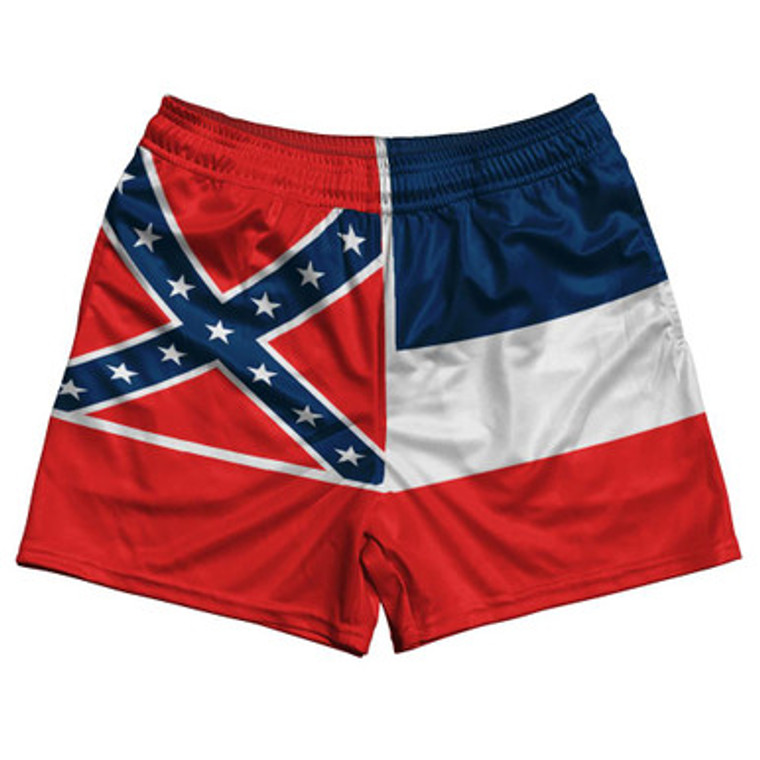 Mississippi US State Flag Rugby Shorts Made In USA by Rugby Shorts