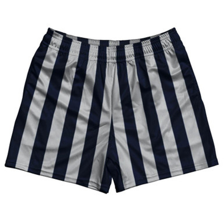 Navy Blue & Medium Gray Rugby Gym Short 5 Inch Inseam With Pockets Made In USA - Navy Blue & Medium Gray