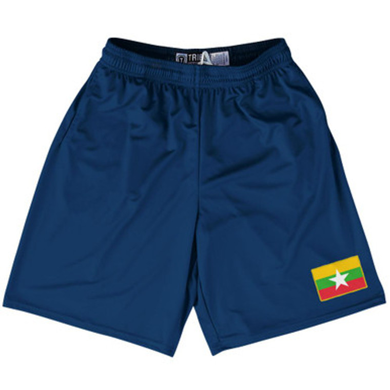 Myanmar Country Heritage Flag Lacrosse Shorts Made In USA by Ultras