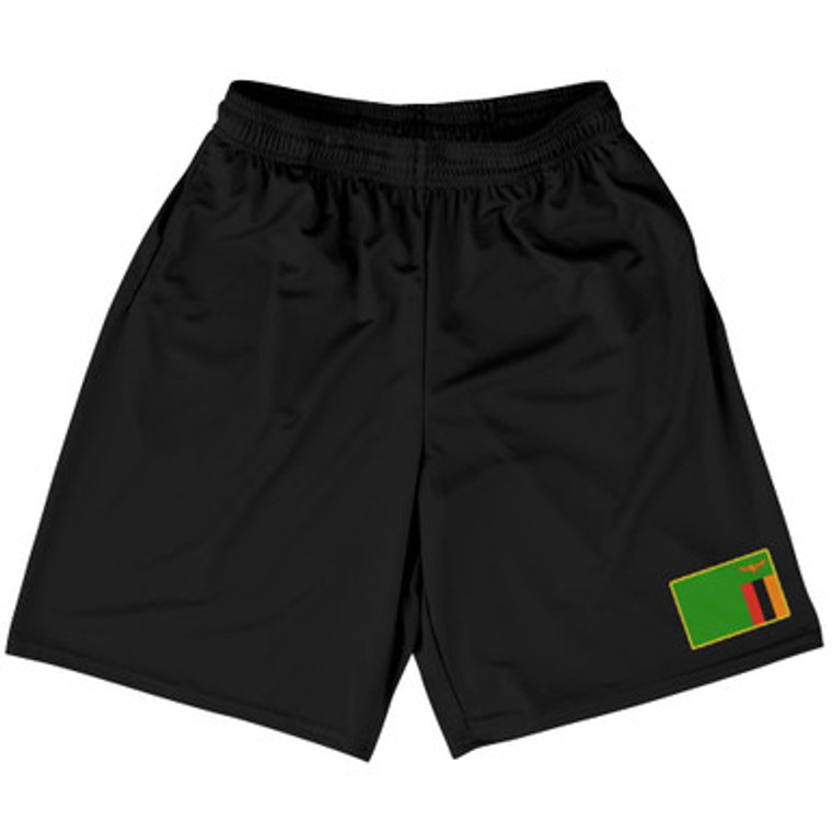 Zambia Country Heritage Flag Basketball Practice Shorts Made In USA by Ultras