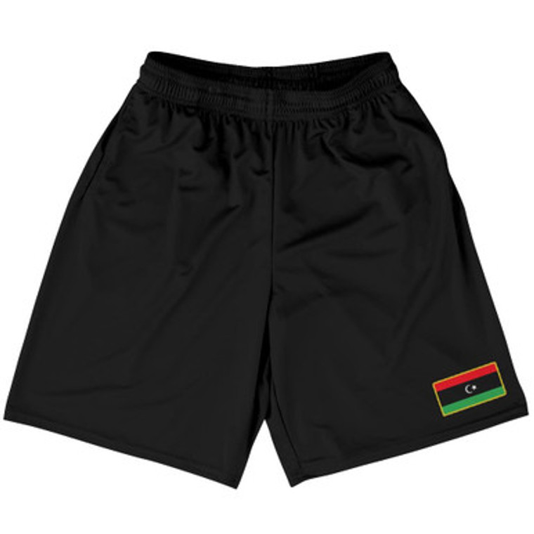 Libya Country Heritage Flag Basketball Practice Shorts Made In USA by Ultras