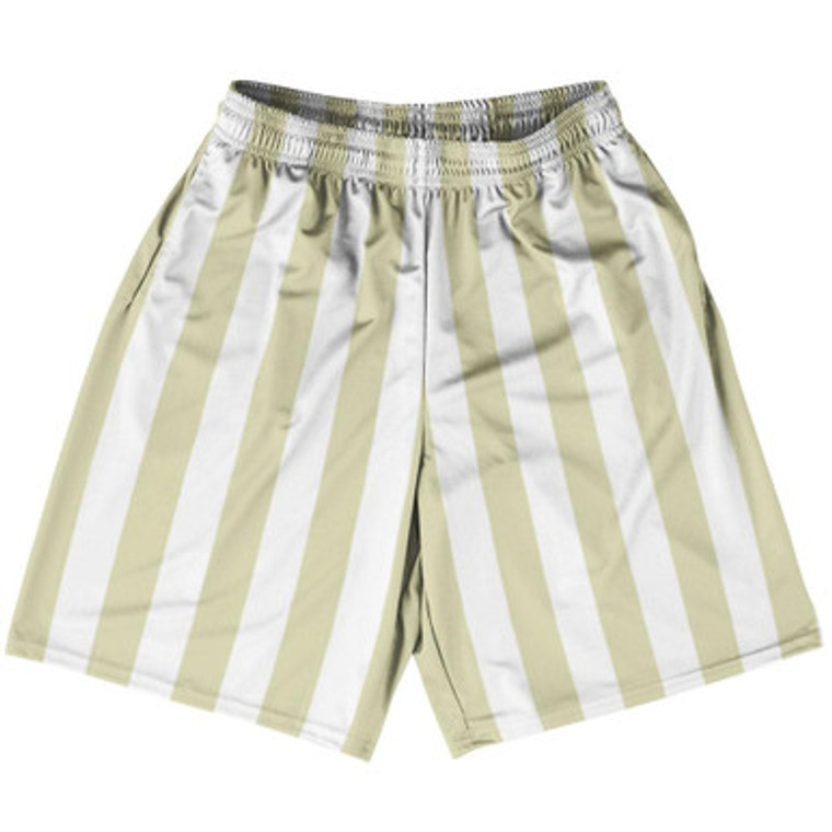 Vegas Gold & White Vertical Stripe Basketball Practice Shorts Made In USA by Ultras Basketball